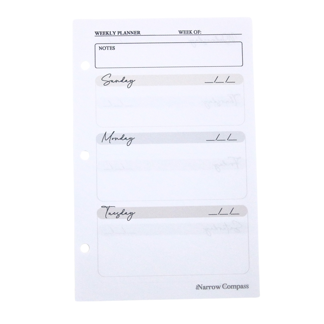 Weekly Compass Example Weekly Planner – The Narrow Compass